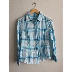 J McLaughlin blue print button down